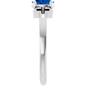 Platinum Lab-Grown Blue Sapphire Youth Cross Ring
