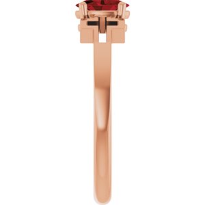 14K Rose Gold Natural Mozambique Garnet Youth Cross Ring