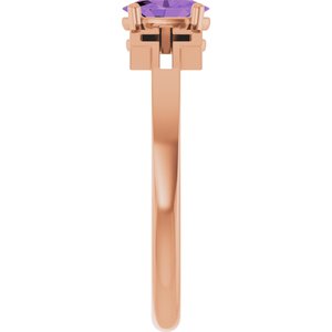 14K Rose Gold Natural Amethyst Youth Cross Ring