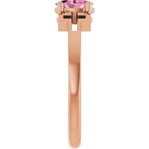 14K Rose Gold Natural Pink Tourmaline Youth Cross Ring
