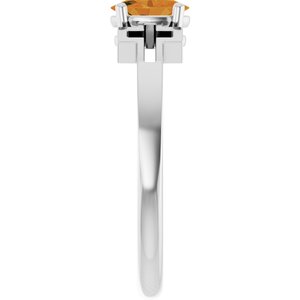 Platinum Natural Citrine Youth Cross Ring