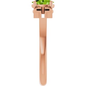 14K Rose Gold Natural Peridot Youth Cross Ring