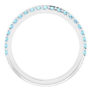 Platinum Natural Aquamarine Stackable Cross Ring