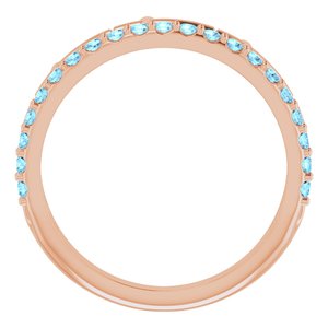 14K Rose Gold Natural Aquamarine Stackable Cross Ring