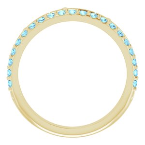 14K Yellow Gold Natural Aquamarine Stackable Cross Ring