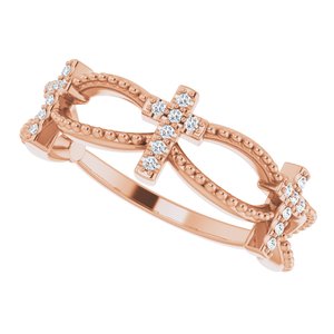 14K Rose Gold .08 CTW Natural Diamond Stackable Cross Ring