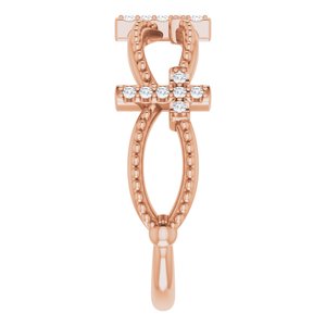 14K Rose Gold .08 CTW Natural Diamond Stackable Cross Ring
