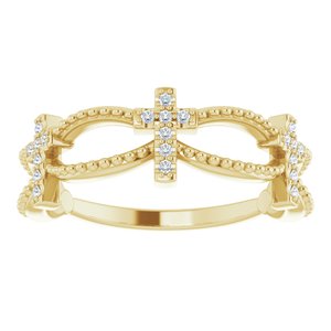 14K Yellow Gold .08 CTW Natural Diamond Stackable Cross Ring