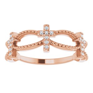 14K Rose Gold .08 CTW Natural Diamond Stackable Cross Ring