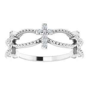 Platinum .08 CTW Natural Diamond Stackable Cross Ring