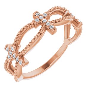 14K Rose Gold .08 CTW Natural Diamond Stackable Cross Ring