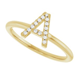 14K Yellow Gold .06 CTW Natural Diamond Initial A Ring