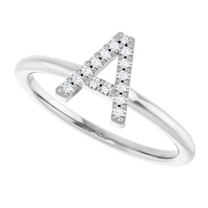 Sterling Silver .06 CTW Natural Diamond Initial A Ring