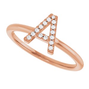 14K Rose Gold .06 CTW Natural Diamond Initial A Ring