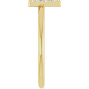 14K Yellow Gold .06 CTW Natural Diamond Initial A Ring