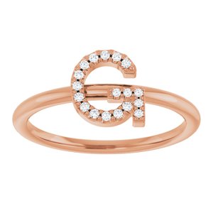 14K Rose Gold .06 CTW Natural Diamond Initial G Ring