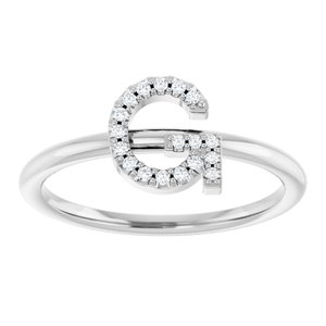 Sterling Silver .06 CTW Natural Diamond Initial G Ring