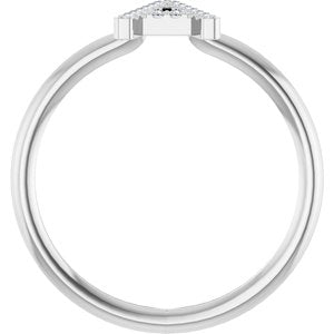 Sterling Silver .06 CTW Natural Diamond Initial A Ring