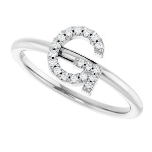 Sterling Silver .06 CTW Natural Diamond Initial G Ring