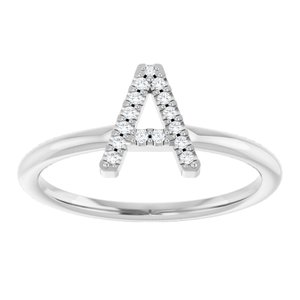 14K White Gold .06 CTW Natural Diamond Initial A Ring