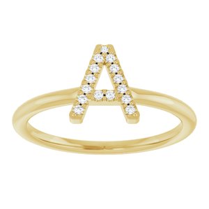 14K Yellow Gold .06 CTW Natural Diamond Initial A Ring