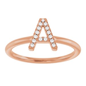 14K Rose Gold .06 CTW Natural Diamond Initial A Ring