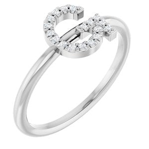 14K White Gold .06 CTW Natural Diamond Initial G Ring