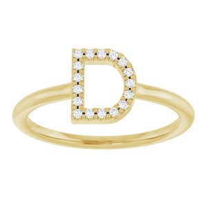 14K Yellow Gold .06 CTW Natural Diamond Initial D Ring