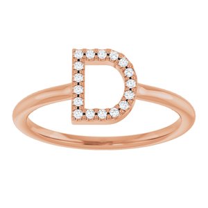 14K Rose Gold .06 CTW Natural Diamond Initial D Ring