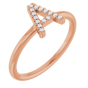 14K Rose Gold .06 CTW Natural Diamond Initial A Ring