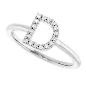 Platinum .06 CTW Natural Diamond Initial D Ring