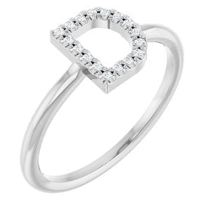 Sterling Silver .06 CTW Natural Diamond Initial D Ring