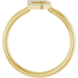 14K Yellow Gold .06 CTW Natural Diamond Initial D Ring