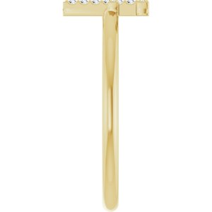 14K Yellow Gold .06 CTW Natural Diamond Initial F Ring