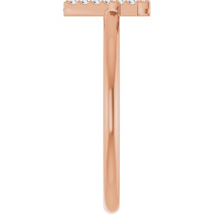 14K Rose Gold .06 CTW Natural Diamond Initial F Ring