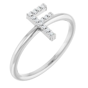 14K White Gold .06 CTW Natural Diamond Initial F Ring