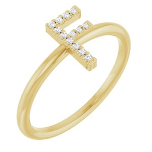 14K Yellow Gold .06 CTW Natural Diamond Initial F Ring
