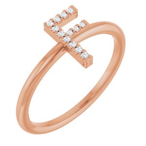 14K Rose Gold .06 CTW Natural Diamond Initial F Ring