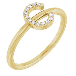 14K Yellow Gold .05 CTW Natural Diamond Initial C Ring