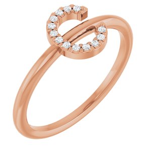 14K Rose Gold .05 CTW Natural Diamond Initial C Ring