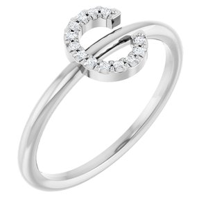 Sterling Silver .05 CTW Natural Diamond Initial C Ring