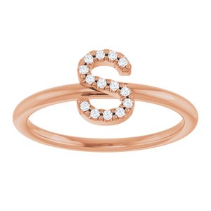 14K Rose Gold .05 CTW Natural Diamond Initial S Ring