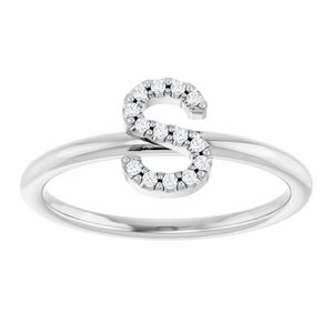 14K White Gold .05 CTW Natural Diamond Initial S Ring