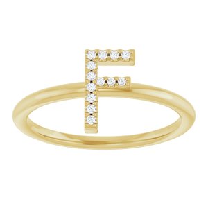 14K Yellow Gold .06 CTW Natural Diamond Initial F Ring