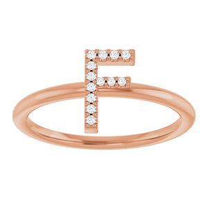 14K Rose Gold .06 CTW Natural Diamond Initial F Ring