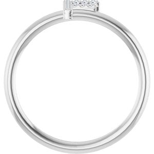 14K White Gold .06 CTW Natural Diamond Initial F Ring