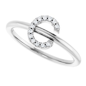 Sterling Silver .05 CTW Natural Diamond Initial C Ring
