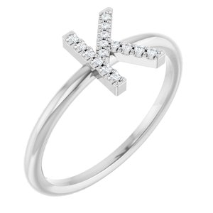 14K White Gold .05 CTW Natural Diamond Initial K Ring
