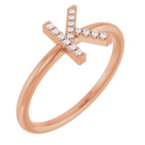 14K Rose Gold .05 CTW Natural Diamond Initial K Ring