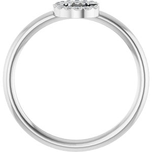 Sterling Silver .05 CTW Natural Diamond Initial C Ring